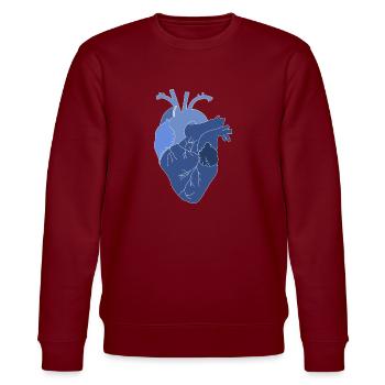 anatomisches Herz, Outline weiß - Stanley/Stella Unisex Bio-Sweatshirt CHANGER  - Burgunderrot - Vorne - Nik (191cm) & Marisol (170cm)