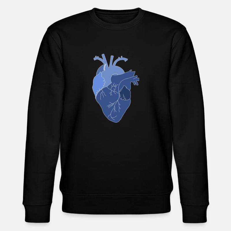 anatomisches Herz, Outline weiß - Stanley/Stella Unisex Bio-Sweatshirt CHANGER  - Schwarz