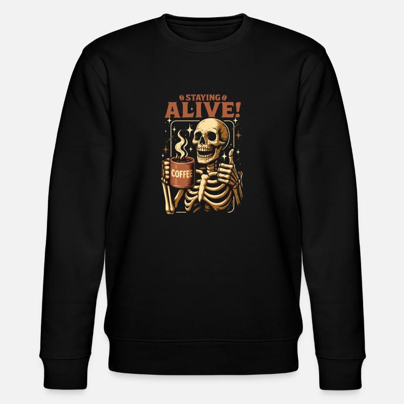 Staying Alive Skelett Kaffee - Stanley/Stella Unisex Bio-Sweatshirt CHANGER  - Schwarz