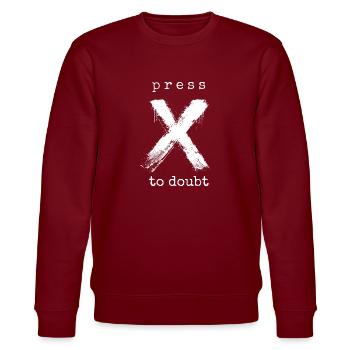 Appuyez sur X pour douter - Sweat bio CHANGER Stanley/Stella Unisexe - bordeaux - Devant - Nik (191cm) & Marisol (170cm)