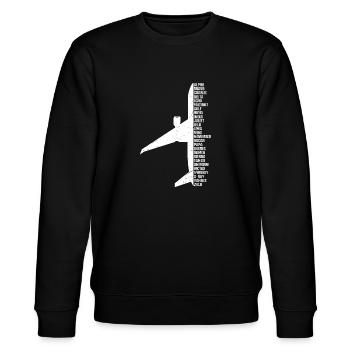 Flughafen Pilot Buchstaben Motiv Landung Landebahn - Stanley/Stella Unisex Bio-Sweatshirt CHANGER  - Schwarz - Vorne - Nik (191cm) & Marisol (170cm)