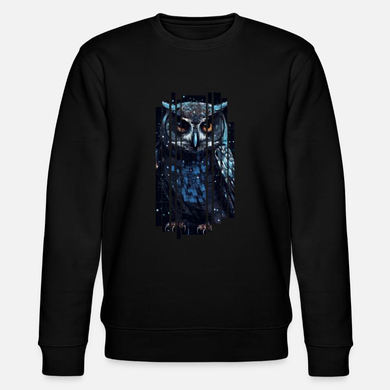 Süße Cyber-Eule - Stanley/Stella Unisex Bio-Sweatshirt CHANGER  - Schwarz