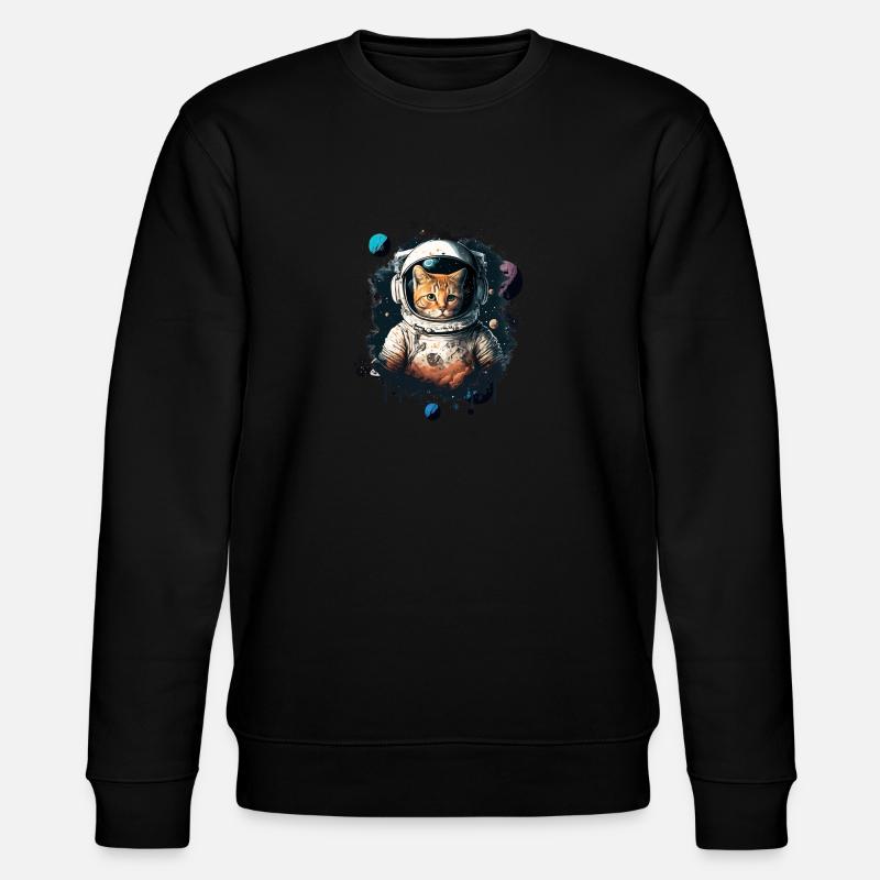Astronaut Cat - Stanley/Stella CHANGER Unisex Organic Sweatshirt - black