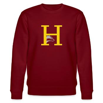 letter H - Stanley/Stella CHANGER Unisex Organic Sweatshirt - burgundy - Front - Nik (191cm) & Marisol (170cm)