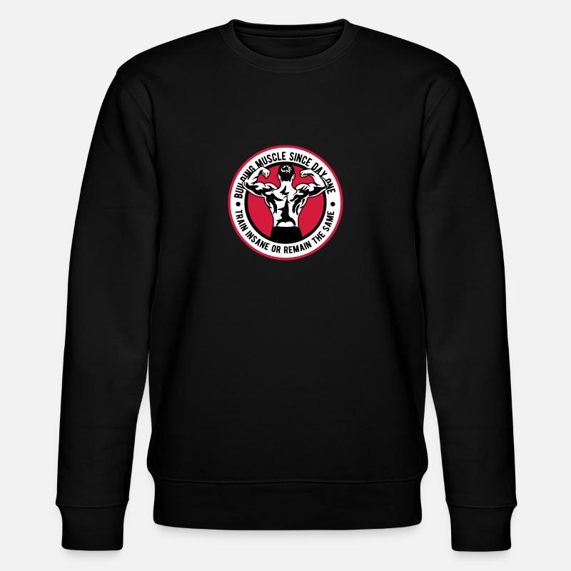 Building Muscle Train Insane - Stanley/Stella Unisex Bio-Sweatshirt CHANGER  - Schwarz
