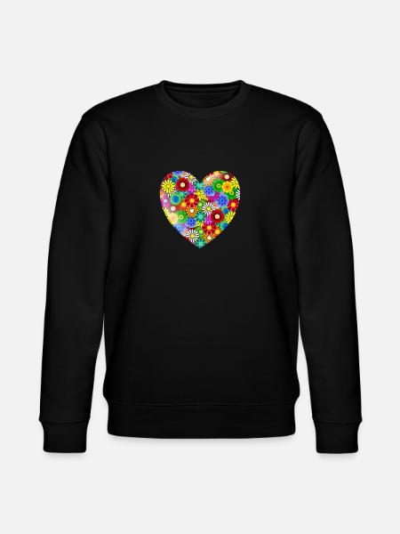 Flower Heart - Stanley/Stella CHANGER Unisex Organic Sweatshirt - black