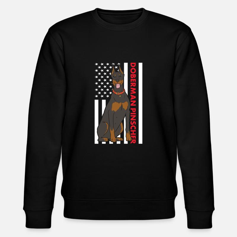 Doberman Pinscher Us Flag - Stanley/Stella CHANGER Unisex Organic Sweatshirt - black