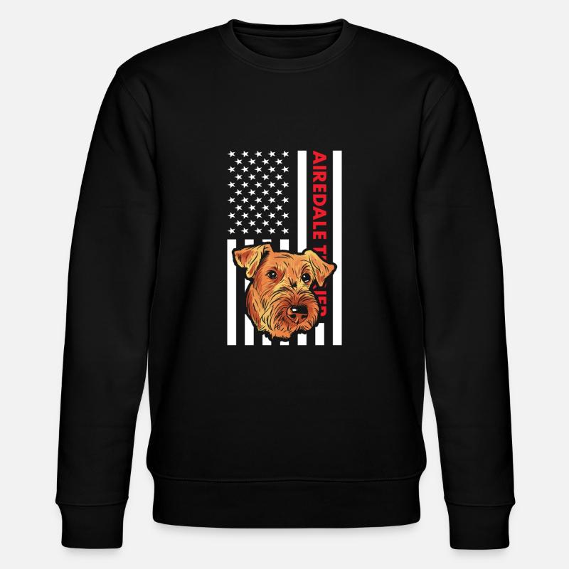 Airedale Terrier Us Flag - Stanley/Stella Unisex Bio-Sweatshirt CHANGER  - Schwarz