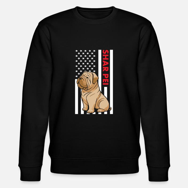 Shar Pei Us Flag - Stanley/Stella CHANGER Unisex Organic Sweatshirt - black