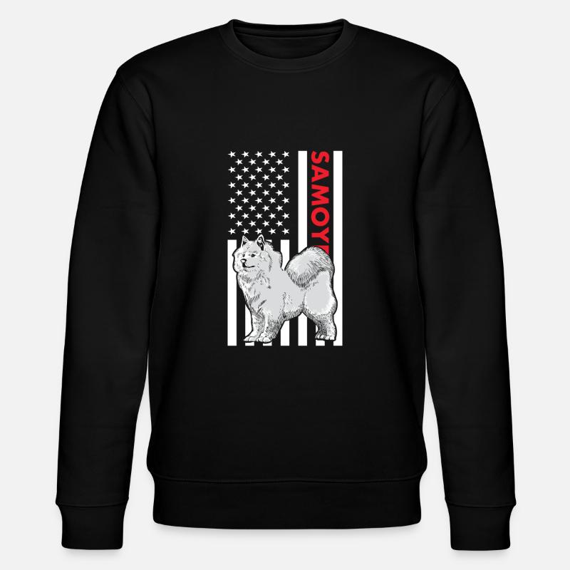 Samoyed Us Flag - Stanley/Stella CHANGER Unisex Organic Sweatshirt - black