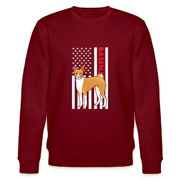 Chien Basenji Us drapeau - Sweat bio CHANGER Stanley/Stella Unisexe - bordeaux - Devant - Nik (191cm) & Marisol (170cm)
