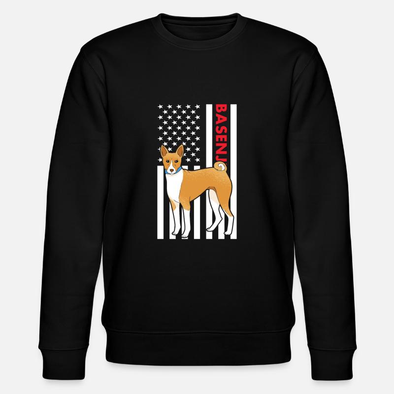Dog Basenji Us Flag - Stanley/Stella Unisex Bio-Sweatshirt CHANGER  - Schwarz