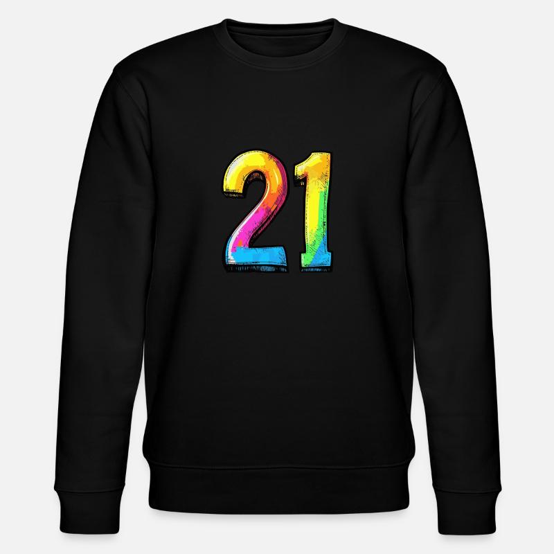 21 Zahl Comic - Stanley/Stella Unisex Bio-Sweatshirt CHANGER  - Schwarz