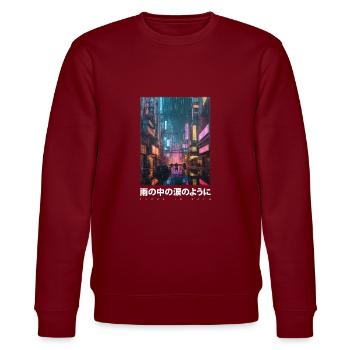 Tears In Rain Cyberpunk T-Shirt - Stanley/Stella Unisex Bio-Sweatshirt CHANGER  - Burgunderrot - Vorne - Nik (191cm) & Marisol (170cm)