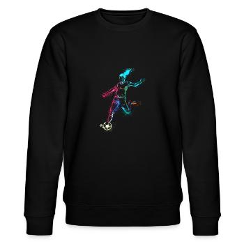 fussbFußball ,Fußballerin , Frauenfußball,graffiti - Stanley/Stella Unisex Bio-Sweatshirt CHANGER  - Schwarz - Vorne - Nik (191cm) & Marisol (170cm)