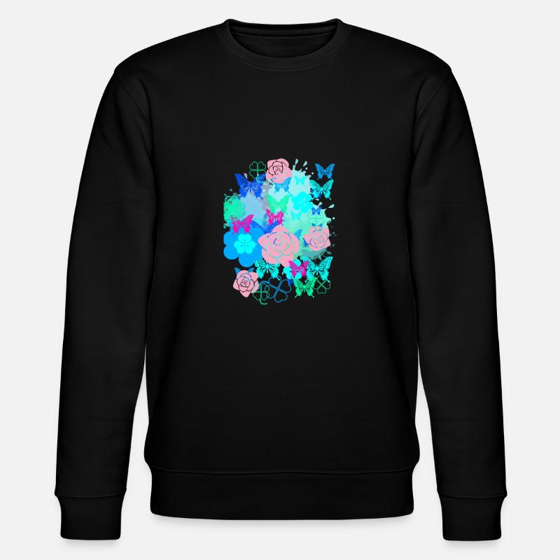 Papillon, Fleurs, Collage,Peinture,Graffiti, - Sweat bio CHANGER Stanley/Stella Unisexe - noir