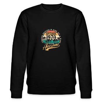 September 1970 50th birthday Fiftieth gift - Stanley/Stella CHANGER Unisex Organic Sweatshirt - black - Front - Nik (191cm) & Marisol (170cm)