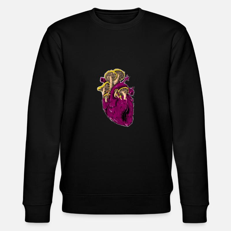 Coeur plein de champignons - Sweat bio CHANGER Stanley/Stella Unisexe - noir