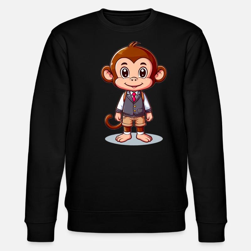 Singe écolier mignon - Sweat bio CHANGER Stanley/Stella Unisexe - noir
