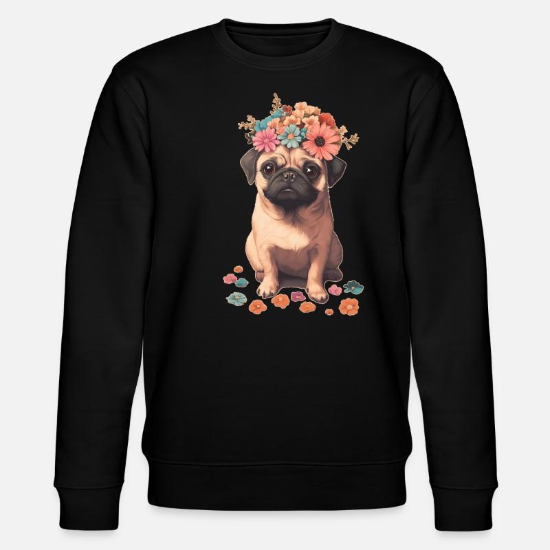 Carlin aux fleurs - Sweat bio CHANGER Stanley/Stella Unisexe - noir