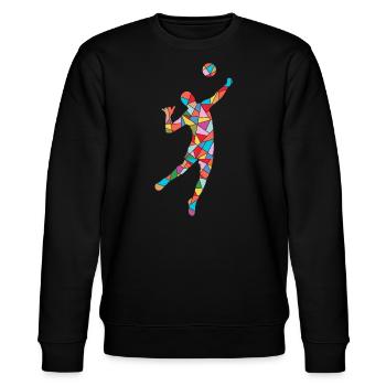 Volleyballer Volleyball Kinder Volleyballspieler - Stanley/Stella Unisex Bio-Sweatshirt CHANGER  - Schwarz - Vorne - Nik (191cm) & Marisol (170cm)