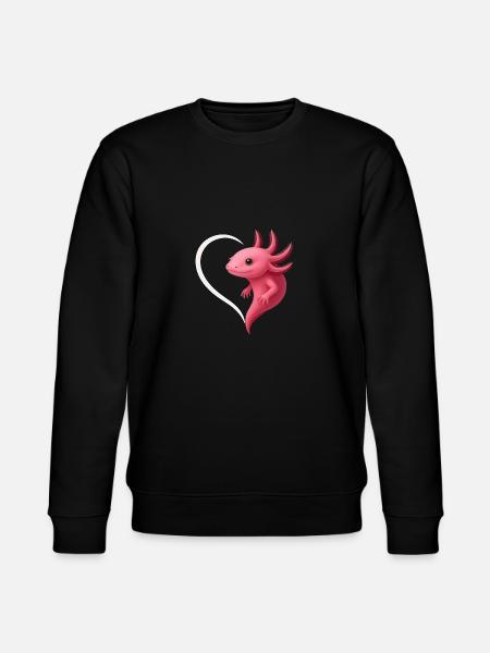 Cute Axolotl with Heart - Stanley/Stella CHANGER Unisex Organic Sweatshirt - black
