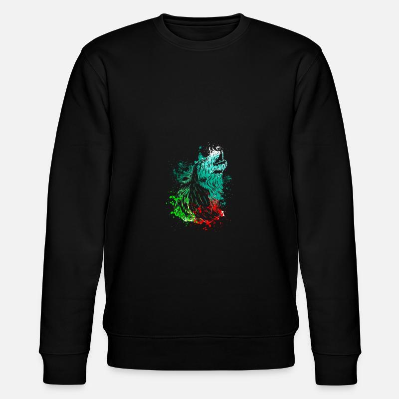 Splash Art Heulender Wolf - Stanley/Stella Unisex Bio-Sweatshirt CHANGER  - Schwarz