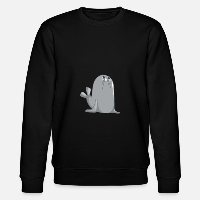 Süße Robbe - Stanley/Stella Unisex Bio-Sweatshirt CHANGER  - Schwarz