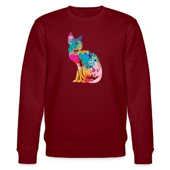 Sphynx Katzen - Stanley/Stella Unisex Bio-Sweatshirt CHANGER  - Burgunderrot - Vorne - Nik (191cm) & Marisol (170cm)