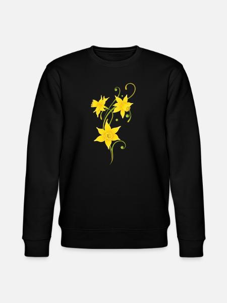 Filigree Daffodils Flowers. Spring, Easter. - Stanley/Stella CHANGER Unisex Organic Sweatshirt - black