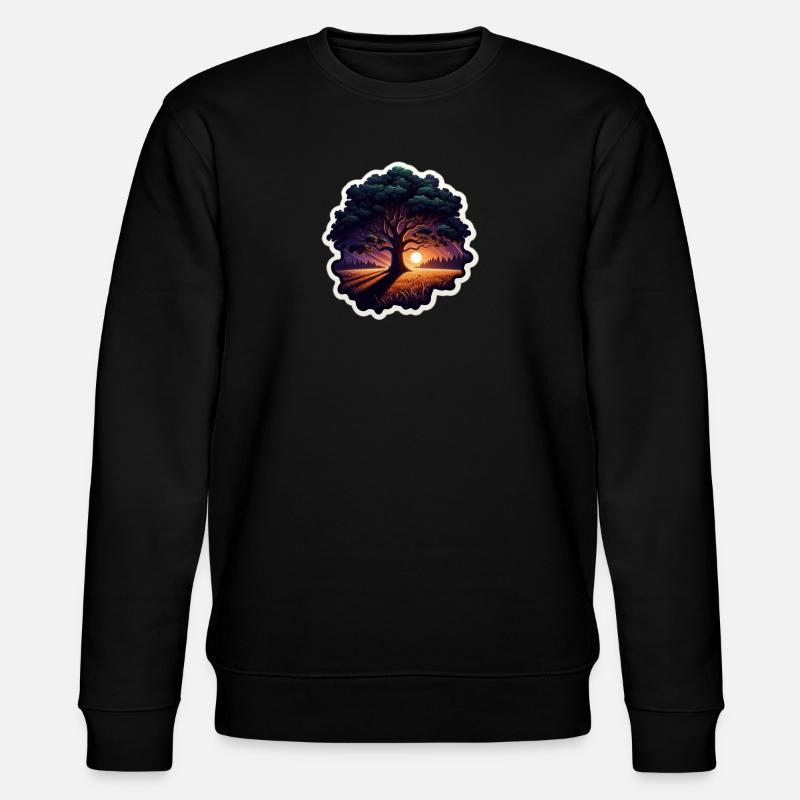 Sonnenuntergangsbaum Sticker - Stanley/Stella Unisex Bio-Sweatshirt CHANGER  - Schwarz