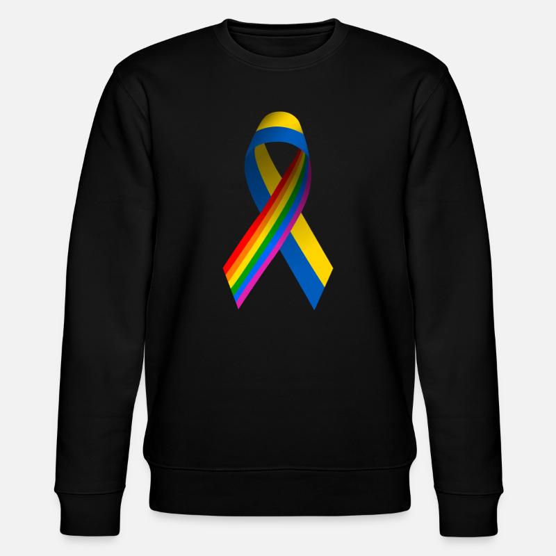 Ukrainische Schleife mit Regenbogenfahne - Stanley/Stella Unisex Bio-Sweatshirt CHANGER  - Schwarz