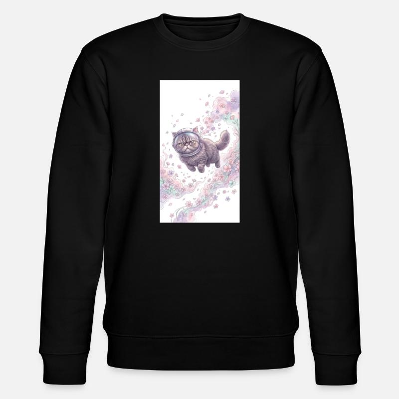 Space cat in flower magic - Stanley/Stella CHANGER Unisex Organic Sweatshirt - black