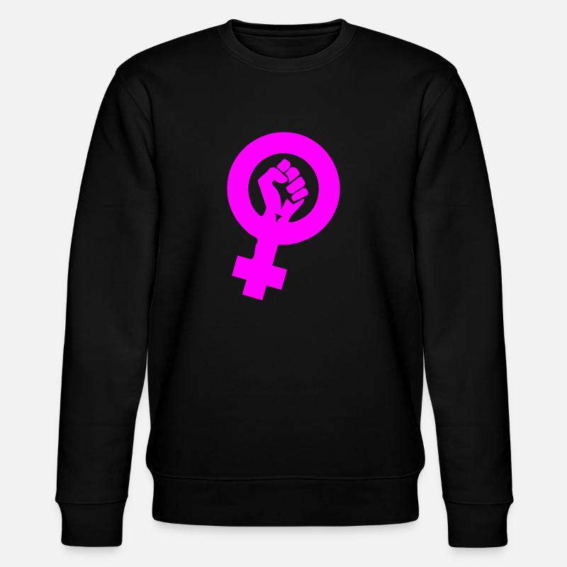 Feminismus Kampf Faust pink - Stanley/Stella Unisex Bio-Sweatshirt CHANGER  - Schwarz