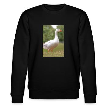 White Goose (Hausgans) - Stanley/Stella Unisex Bio-Sweatshirt CHANGER  - Schwarz - Vorne - Nik (191cm) & Marisol (170cm)
