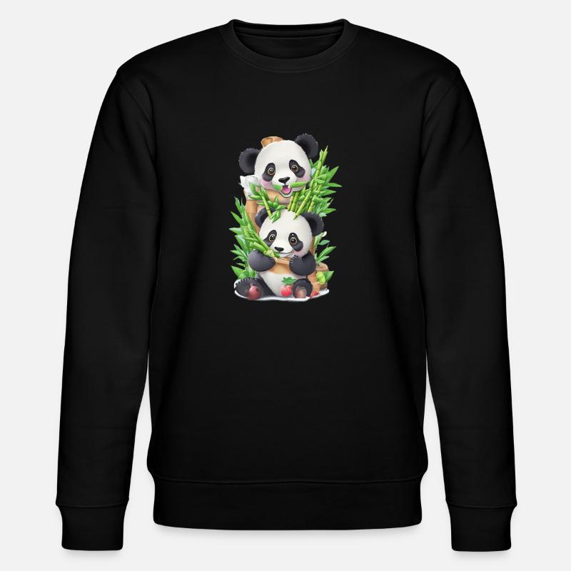 Panda bear eats bamboo - Stanley/Stella CHANGER Unisex Organic Sweatshirt - black
