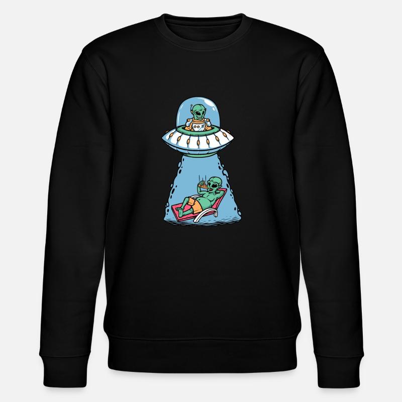 Alien isst Pizza - Stanley/Stella Unisex Bio-Sweatshirt CHANGER  - Schwarz