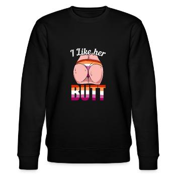 I Like Her Butt Lesben LGBT Pride Lesbian Rainbow - Stanley/Stella Unisex Bio-Sweatshirt CHANGER  - Schwarz - Vorne - Nik (191cm) & Marisol (170cm)