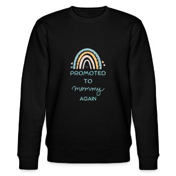 Promoted to mommy again pregnancy announcement - Stanley/Stella CHANGER Unisex Organic Sweatshirt - black - Front - Nik (191cm) & Marisol (170cm)