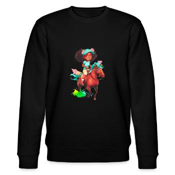 Fille à cheval - Sweat bio CHANGER Stanley/Stella Unisexe - noir - Devant - Nik (191cm) & Marisol (170cm)