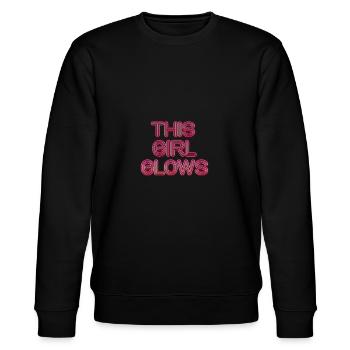 80's This Girl Glows Retro Neon Party - Stanley/Stella Unisex Bio-Sweatshirt CHANGER  - Schwarz - Vorne - Nik (191cm) & Marisol (170cm)