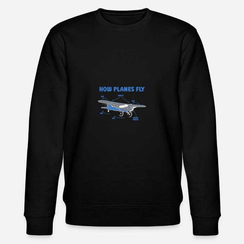 How Planes Fly Funny Science - Stanley/Stella Unisex Bio-Sweatshirt CHANGER  - Schwarz