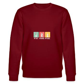Chess Player Chess Games Chess Pun - Stanley/Stella Unisex Bio-Sweatshirt CHANGER  - Burgunderrot - Vorne - Nik (191cm) & Marisol (170cm)