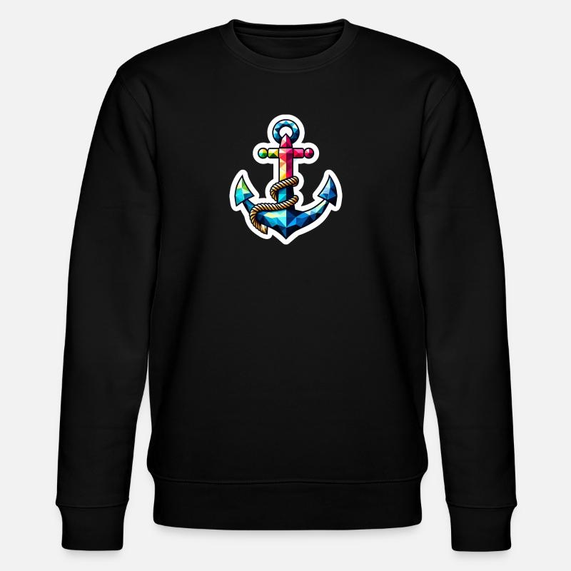 Anker mit Knoten Polygon bunt - Stanley/Stella Unisex Bio-Sweatshirt CHANGER  - Schwarz