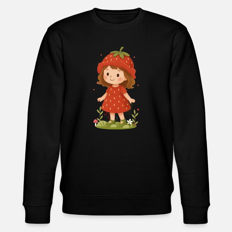 Süßes Erdbeer-Mädchen Illustration - Stanley/Stella Unisex Bio-Sweatshirt CHANGER  - Schwarz