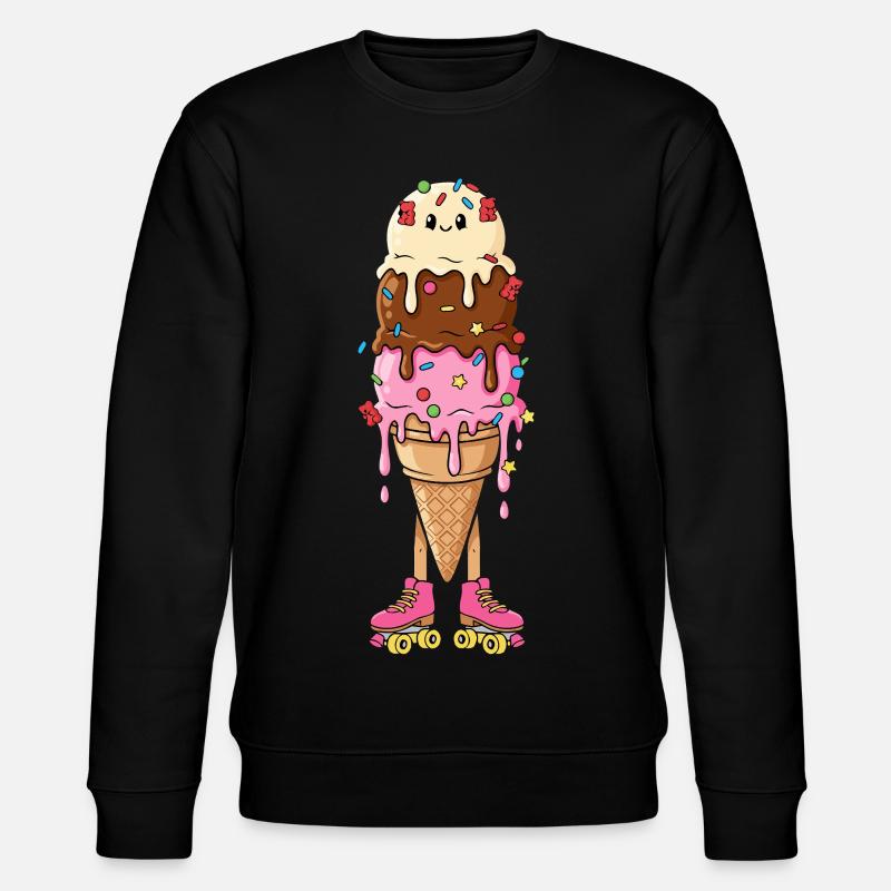 Kawaii Eis Rollschuhe Retro - Stanley/Stella Unisex Bio-Sweatshirt CHANGER  - Schwarz