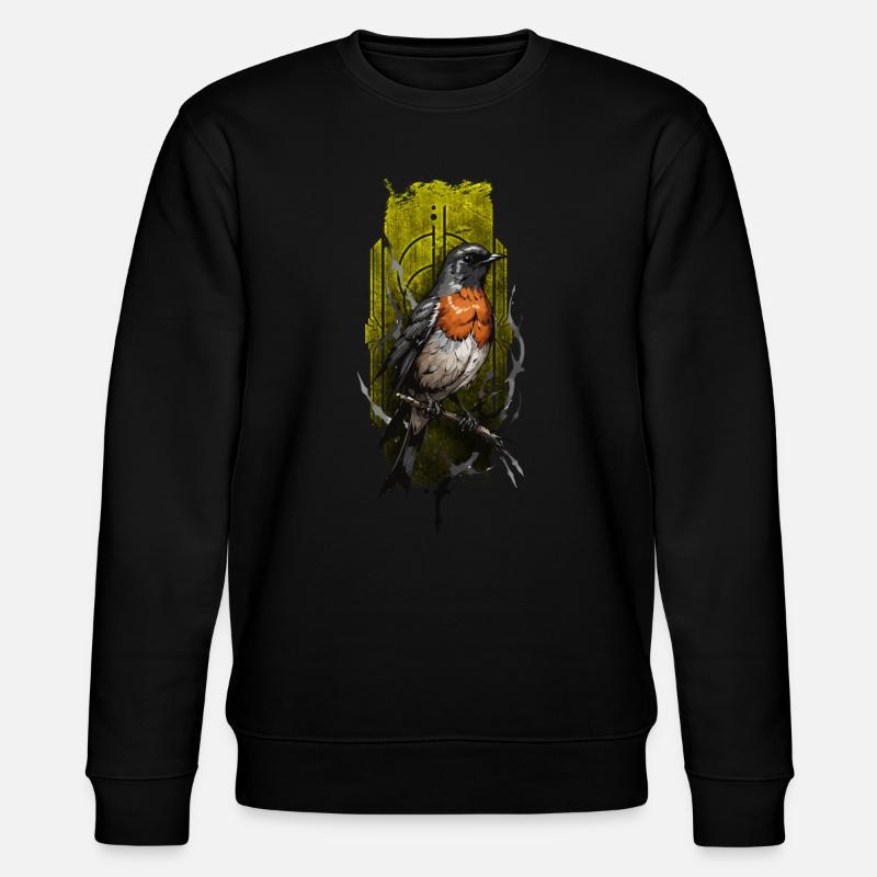 European Robin (Erithacus rubecula) - Stanley/Stella CHANGER Unisex Organic Sweatshirt - black