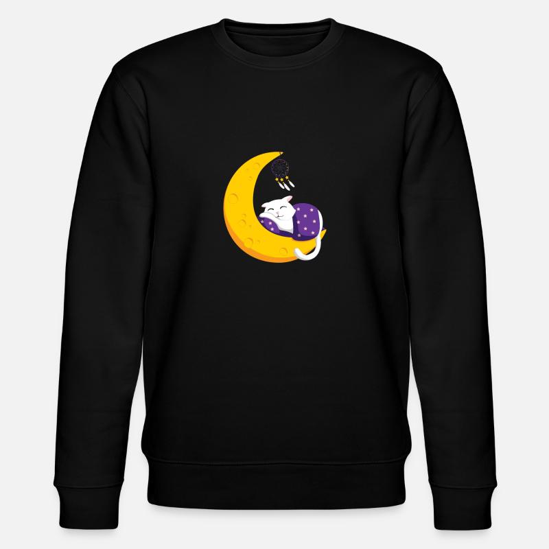 Schlafende Katze Mond - Stanley/Stella Unisex Bio-Sweatshirt CHANGER  - Schwarz