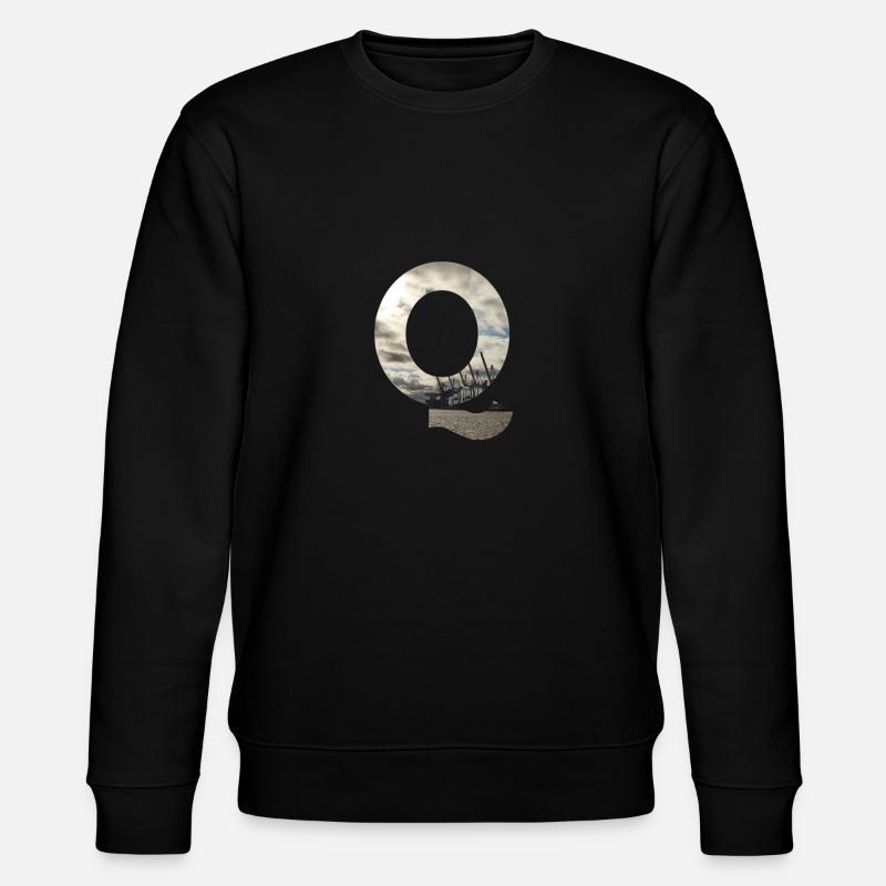 Shirt mit Buchstabe Q - Stanley/Stella Unisex Bio-Sweatshirt CHANGER  - Schwarz