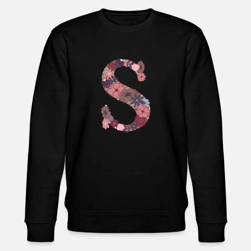 Blumenbuchstabe S - Stanley/Stella Unisex Bio-Sweatshirt CHANGER  - Schwarz